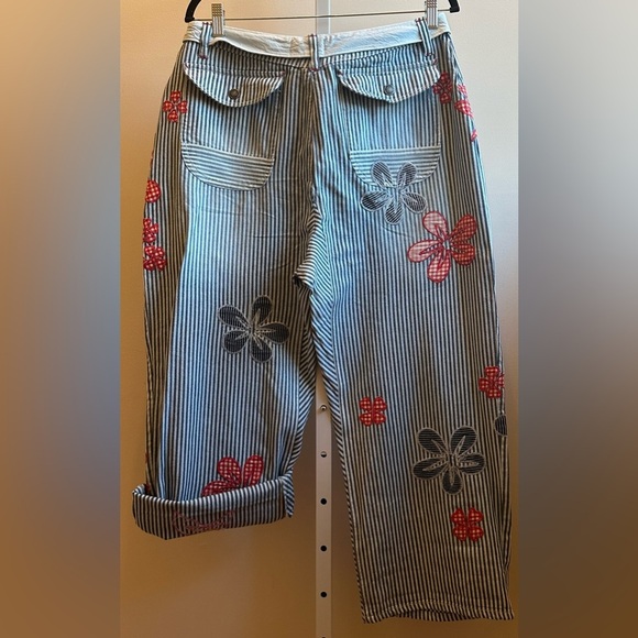 NWT We The Free Hot Tropics Cuffed Harem Pants 6 Striped Embroidered - Picture 7 of 13